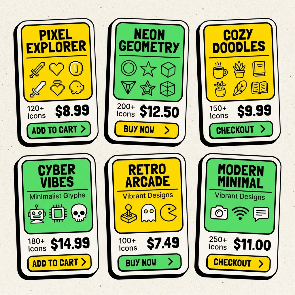 A set of vector illustrations in one consistent brand style